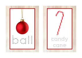 Vista previa - Tarjetas / Manipulativos - INGLÉS - Vocabulario letra minúscula imprenta punteada (Navidad) - Portada