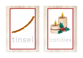 Vista previa - Tarjetas / Manipulativos - INGLÉS - Vocabulario letra minúscula imprenta punteada (Navidad) - página 2