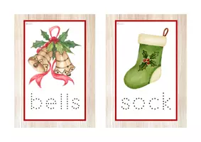 Vista previa - Tarjetas / Manipulativos - INGLÉS - Vocabulario letra minúscula imprenta punteada (Navidad) - página 3