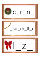 Vista previa - Tarjetas / Manipulativos - Grafía de vocales minúscula de imprenta (Navidad) - página 1