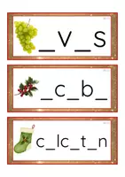 Vista previa - Tarjetas / Manipulativos - Grafía de vocales minúscula de imprenta (Navidad) - página 3