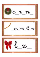 Vista previa - Tarjetas / Manipulativos - Grafía de vocales minúscula ligada (Navidad) - página 1