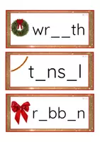 Vista previa - Tarjetas / Manipulativos - INGLÉS - Grafía de vocales minúscula de imprenta (Navidad) - página 1