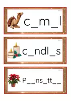 Vista previa - Tarjetas / Manipulativos - INGLÉS - Grafía de vocales minúscula de imprenta (Navidad) - página 2