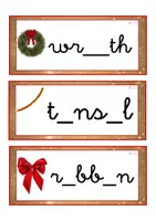 Vista previa - Tarjetas / Manipulativos - INGLÉS - Grafía de vocales minúscula ligada (Navidad) - página 1