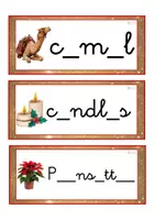 Vista previa - Tarjetas / Manipulativos - INGLÉS - Grafía de vocales minúscula ligada (Navidad) - página 2