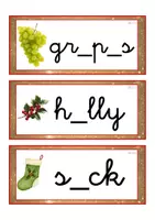 Vista previa - Tarjetas / Manipulativos - INGLÉS - Grafía de vocales minúscula ligada (Navidad) - página 3