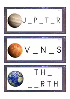 Vista previa - Tarjetas / Manipulativos - INGLÉS - Grafía de vocales MAYÚSCULA (universo) - página 2
