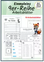 Vorschau - Arbeitsblätter - 9er Reihe Arbeitsblätter Einmaleins / Malaufgaben + in-Sätzchen - Deckblatt