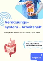 Vorschau - Arbeitsblätter - Verdauungssystem - Arbeitsheft/ Materialpaket Pflege & Biologie (Übungen, Fallbeispiel, inkl. Lösungen) 22 Seiten - Deckblatt