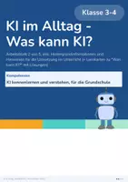 Vorschau - Arbeitsblätter - Unterrichtseinheit (+Lösungen) "Was kann KI?" (Grundschule) - Deckblatt