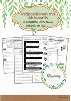 Vorschau - Arbeitsblätter - Akkusativ - Präpositionen / DaZ&DaF / A1-A2 - Deckblatt