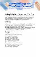 Vorschau - Arbeitsblätter - English Grammatik Arbeitsblatt Your vs You´re - Deckblatt