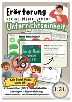 Vorschau - Arbeitsblätter - Erörterung / Argumentation - Social-Media-Verbot (unter 16 Jahre) - Unterrichtseinheit: lineares und/oder dialektisches Erörtern - Arbeitsblätter und Lösungen sowie Handreichung und Differenzierungsmaterialien - Deckblatt