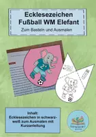 Vorschau - Mal- und Bastelvorlagen - Fußball WM 26 Ecklesezeichen Elefant Ausmalen und Basteln - Deckblatt