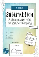 Vorschau - Arbeitsblätter - Zahlenraum 100 - Subtraktion mit ZÜ - Minusrechnen - 2. Klasse - Deckblatt