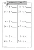 Vorschau - Arbeitsblätter - Zahlenraum 100 - Addition mit ZÜ - Plusrechnen - 2. Klasse - Seite 1