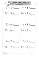 Vorschau - Arbeitsblätter - Zahlenraum 100 - Addition mit ZÜ - Plusrechnen - 2. Klasse - Seite 2