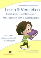 Vorschau - Arbeitsblätter - Leseverständnis Klasse 2 - Freiarbeitskartei Deutsch - Lesekartei Klasse 2 - 20 Sachtexte Klasse 2 / 3 - THEMENMIX 1 - Deckblatt