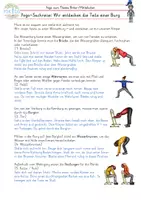 Vorschau - Aufgabenkarten - Ritter Yoga Sachreise Die Teile einer Burg im Mittelalter - Seite 1