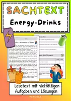 Vorschau - Arbeitsblätter - Sachtext: Energy drinks (7./8.Klasse) - Deckblatt