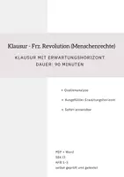 Vorschau - Klassenarbeiten - Klausur Französische Revolution Menschenrechte (inkl. Lösung) - Deckblatt