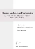 Vorschau - Klassenarbeiten - Klausur Aufklärung Montesquieu - Vom Geist der Gesetze (inkl. Lösung) - Deckblatt