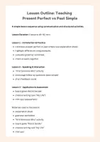 Vorschau - Stundenentwürfe - Lesson Outline: Teaching Present Perfect vs Past Simple (Englisch Sek I) - Deckblatt