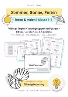 Vorschau - Arbeitsblätter - Sommerferien Lesen Klasse 1 – Mini-Heft & Arbeitsblätter | Lesen & Malen (Kl. 1–2) ohne Silbengliederung - Deckblatt
