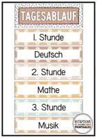 Vorschau - Poster - Tagestransparenz Boho Blumen | Klassenzimmer Deko | Stundenplan - Seite 1