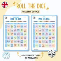 Vista previa - Juegos / Gamificación - 🎲 ROLL THE DICE - Present Tenses 💬😊🇬🇧 - Portada
