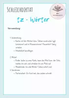 Vorschau - Arbeitsblätter - Schleichdiktat/ Laufdiktat tz | Klasse 1 | 8 Karten - Seite 1