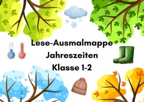 Vorschau - Mal- und Bastelvorlagen - Vertretungsstunden 1./2. Klasse – Lese- und Ausmalmappe Jahreszeiten - Deckblatt