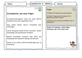 Vorschau - Arbeitsblätter - Wetter Klasse 4 | Differenzierte Lesetexte mit Extremwetter, Klimawandel (mit Lösungen) - Seite 2