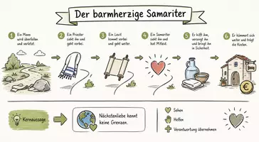 Vorschau - Arbeitsblätter - Lernposter + Arbeitsblatt "Der barmherzige Samariter" + interaktive Lösung & MP3 + Mindmap + Infografik - Seite 2