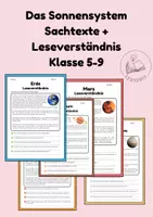 Vorschau - Arbeitsblätter - Das Sonnensystem Sachtexte + Leseverständnis - Deckblatt
