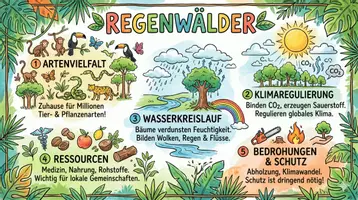 Vorschau - Arbeitsblätter - Lernposter + AB mit Fragen zum Thema "Regenwald" + Lösungsblatt + Mindmap + Infografik - Seite 2