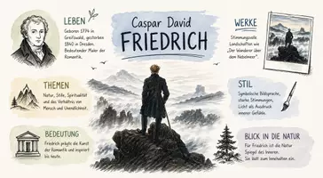 Vorschau - Arbeitsblätter - Lernposter + AB mit Fragen zum Thema "Caspar David Friedrich" + Lösungsblatt + Infografik - Seite 2