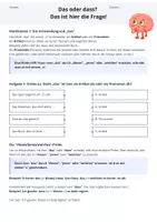 Vorschau - Arbeitsblätter - Rechtschreibung - Die Verwendung von das und dass - Deckblatt