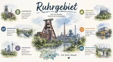 Vorschau - Arbeitsblätter - AB mit Fragen zum Thema "Ruhrgebiet" + Lösungsblatt + Infografik - Seite 1