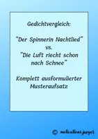 Vorschau - Klassenarbeiten - Gedichtvergleich (Abiturtraining/Kursarbeit): "Der Spinnerin Nachtlied" vs. "Die Luft riecht schon nach Schnee" - Deckblatt