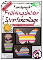 Vorschau - Stundenentwürfe - Kunst FRÜHLING: Frühlingsbilder Streifencollage - Deckblatt