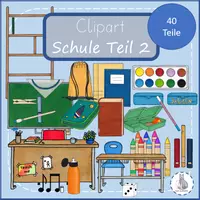 Vorschau - selbst erstellte Cliparts/Grafiken - Schule Teil 2 Schulsachen Doodles Cliparts - Deckblatt