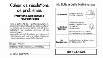 Aperçu - Feuilles d'exercices - French: Cahier Fractions nombres décimaux et pourcentages - Page 1