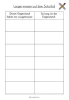 Vorschau - Arbeitsblätter - Arbeitsblatt Schulhof ausmessen Mathe Längen - Seite 1