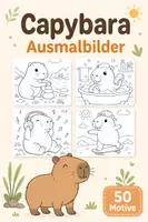 Vorschau - Mal- und Bastelvorlagen - Capybara - Ausmalbilder (50 Malvorlagen) inkl. Stundenentwurf (PDF) - Deckblatt