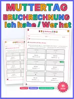 Vorschau - Spiele - Muttertag Kettenreaktion Bruchrechnung Ich habe / Wer hat - Deckblatt