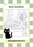 Vorschau - Mal- und Bastelvorlagen - Katzen Ausmalbilder Kunst - Deckblatt