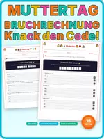 Vorschau - Arbeitsblätter - Bruchrechnung Rätsel Muttertag Knack den Code Klasse 6-7 - Deckblatt