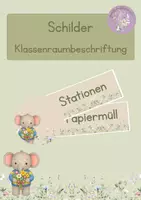 Vorschau - Anderer Materialtyp - Schilder Klassenraumbeschriftung - Elefantenklasse - Deckblatt